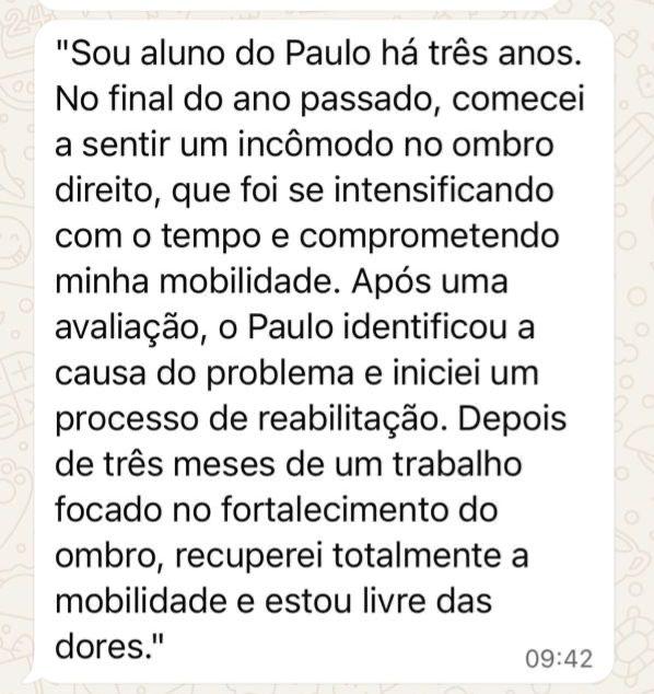Aluno recuperou mobilidade do ombro